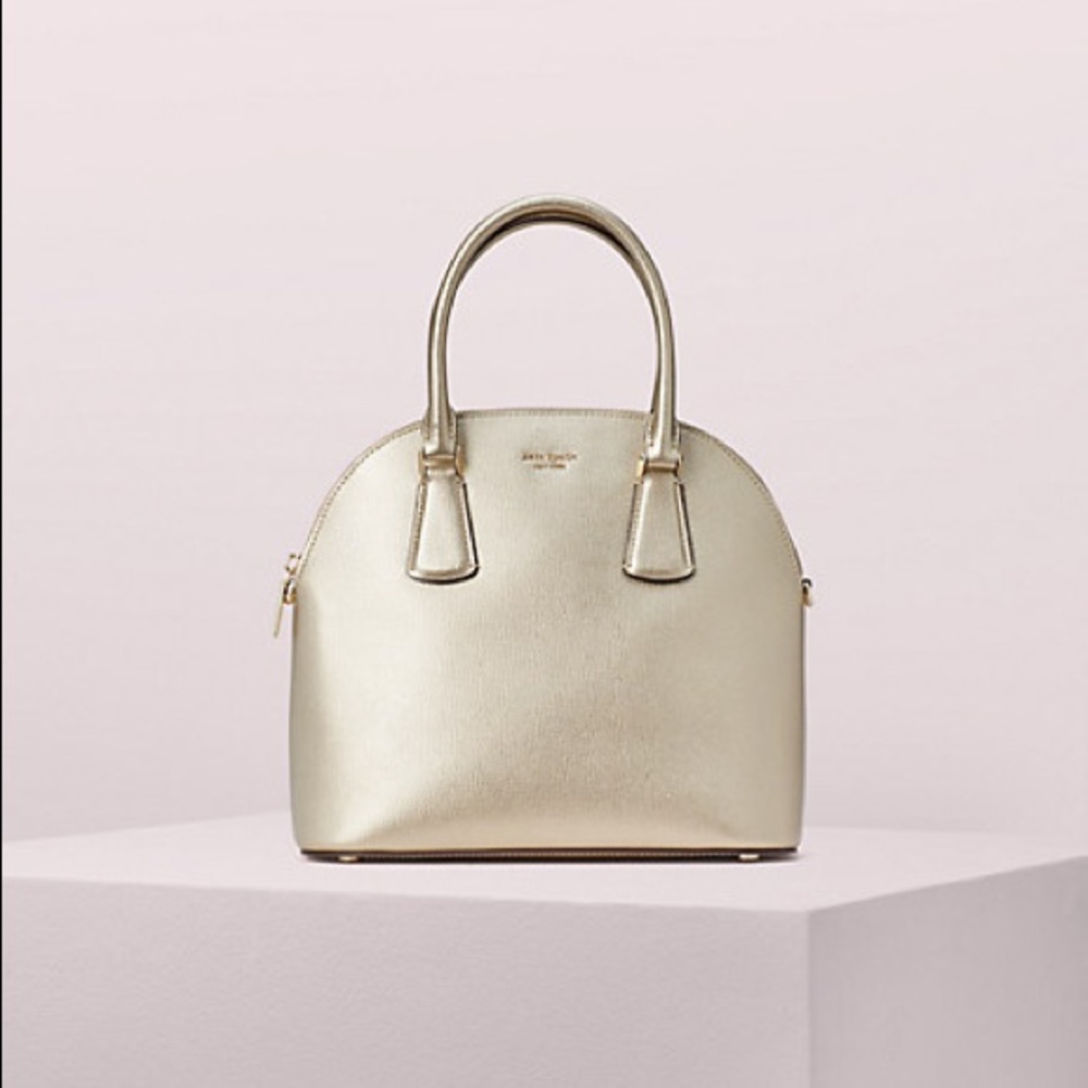 Sylvia large dome satchel in rose gold metallic